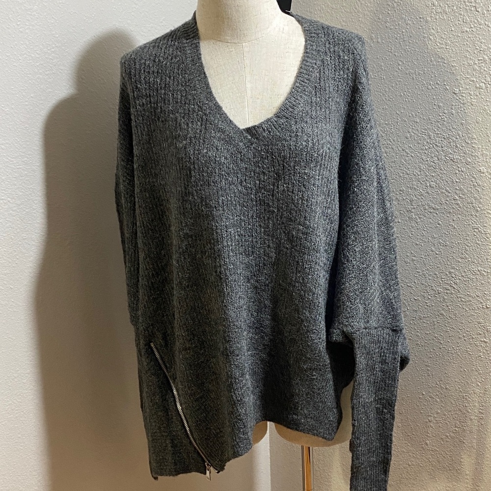 September 18 Charcoal oversized V-Neck Sweater